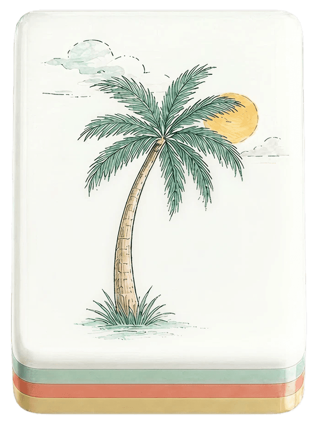 Hand-illustrated palm tree mahjong tile